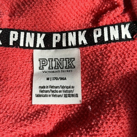 Victoria’s Secret Pink White Logo Hoodie Zip Up Sweatshirt Medium - Picture 9 of 10